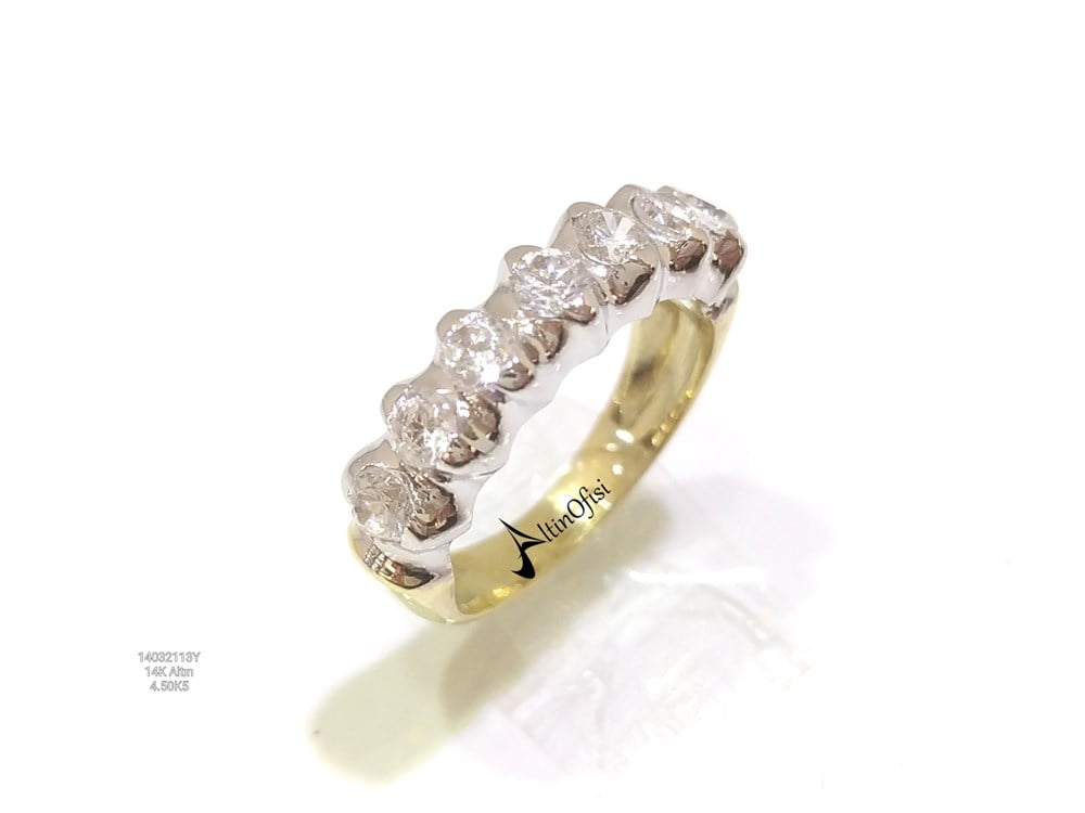 Yedi Taşlı Yüzük 14 Ayar Altın