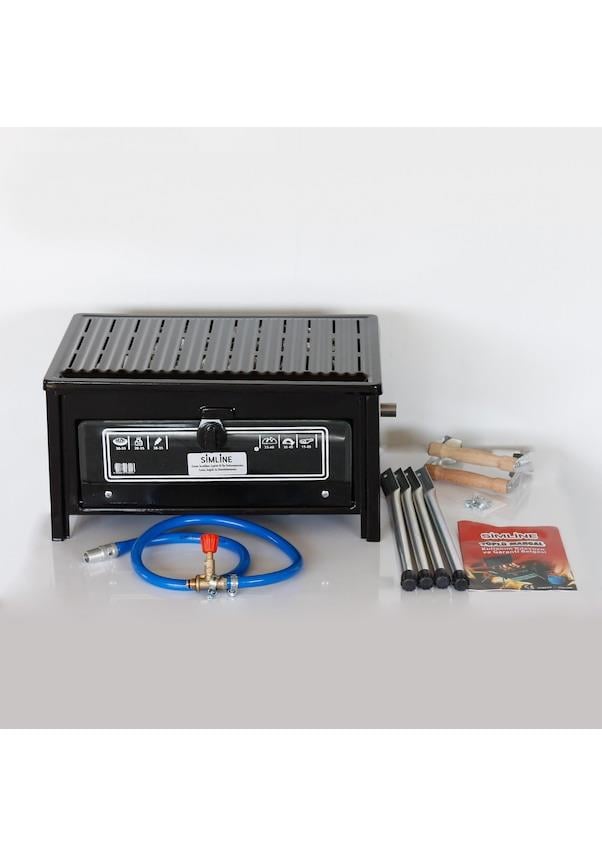 Simline Lav Taşlı Cam Fırınlı Tüplü Mangal + Şiş 3 Adet