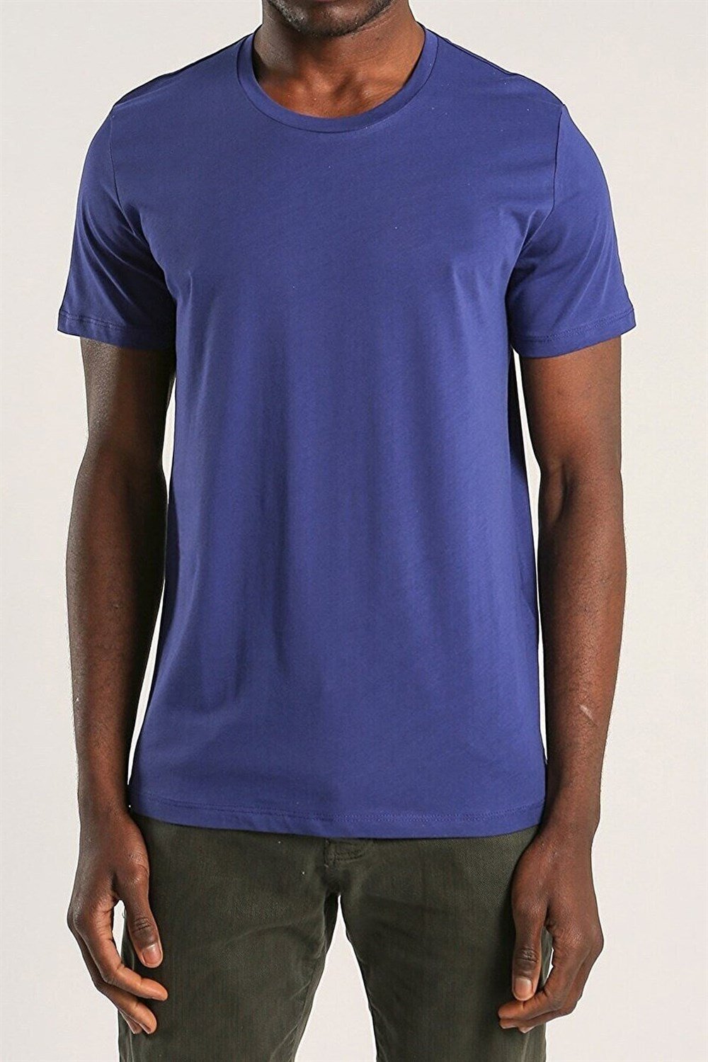  Erkek Slim Fit Basic Bisiklet Yaka Kısa Kollu T-shirt Tişört
