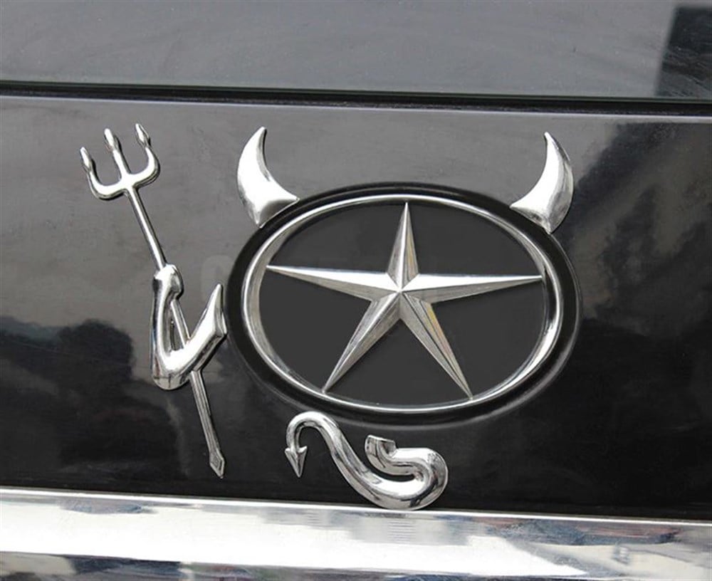 3D Krom Şeytan Logo Model Araba Çıkartması Sticker