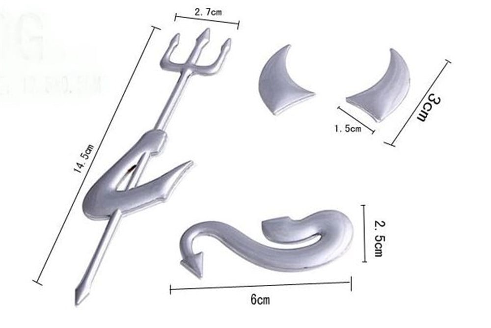 3D Krom Şeytan Logo Model Araba Çıkartması Sticker