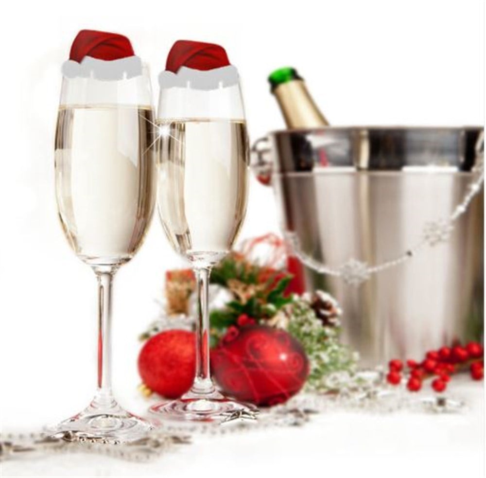 4 Adet Noel Baba Şapkası Model Bardak Süsü
