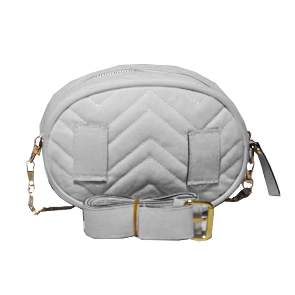 Beyaz Omuz Askılı Kadife Kadın Bel ve Omuz Çantası