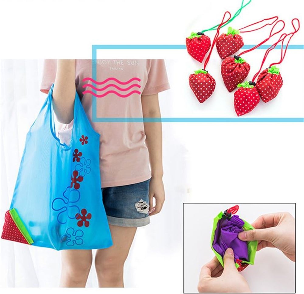 Çilek Model Katlanabilir Alışveriş Pazar Çantası