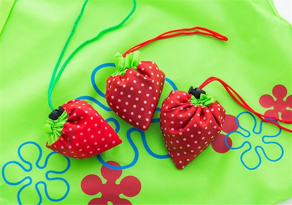 Çilek Model Katlanabilir Alışveriş Pazar Çantası