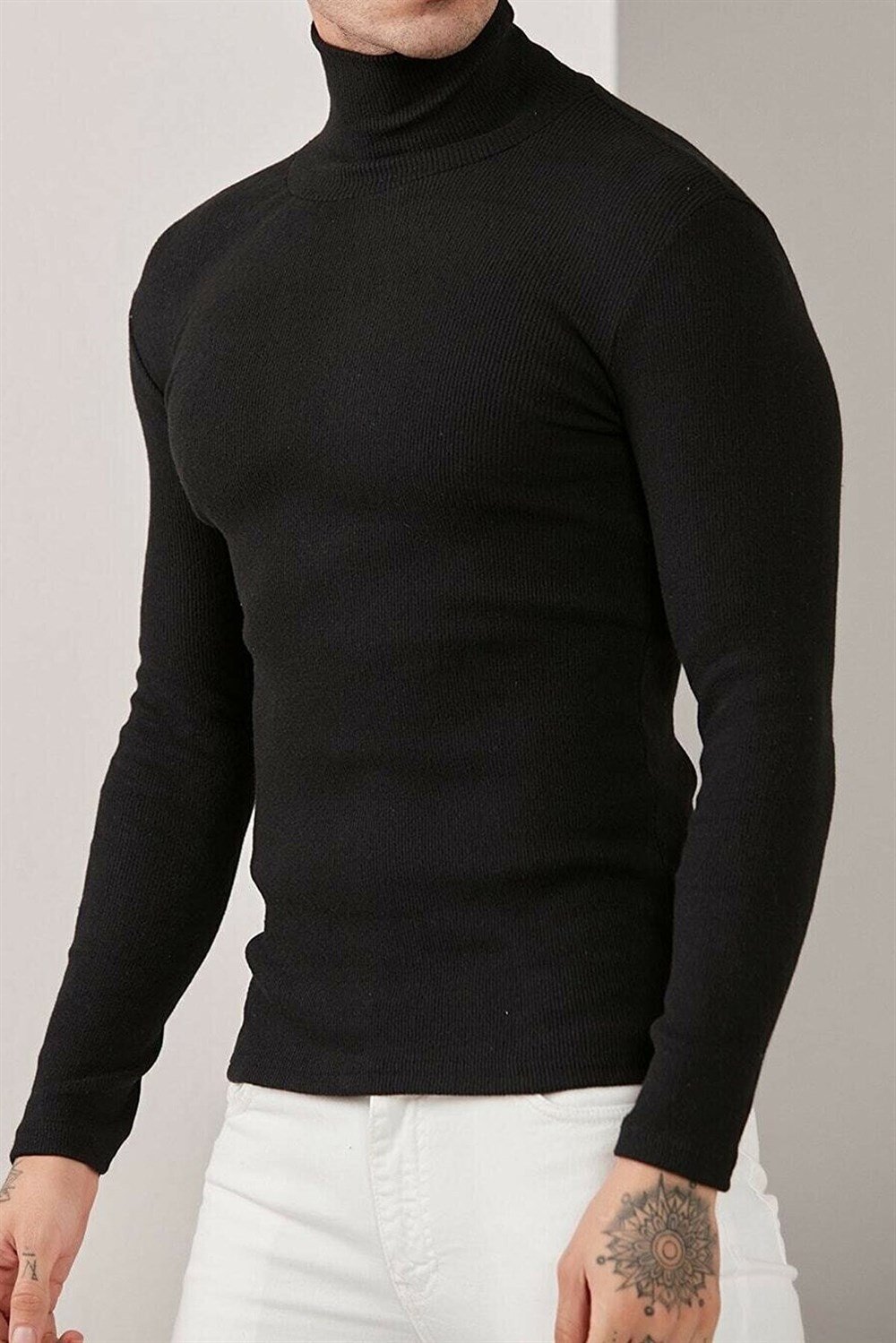 Erkek Balıkçı Yaka Boğazlı Slim Fit Kazak