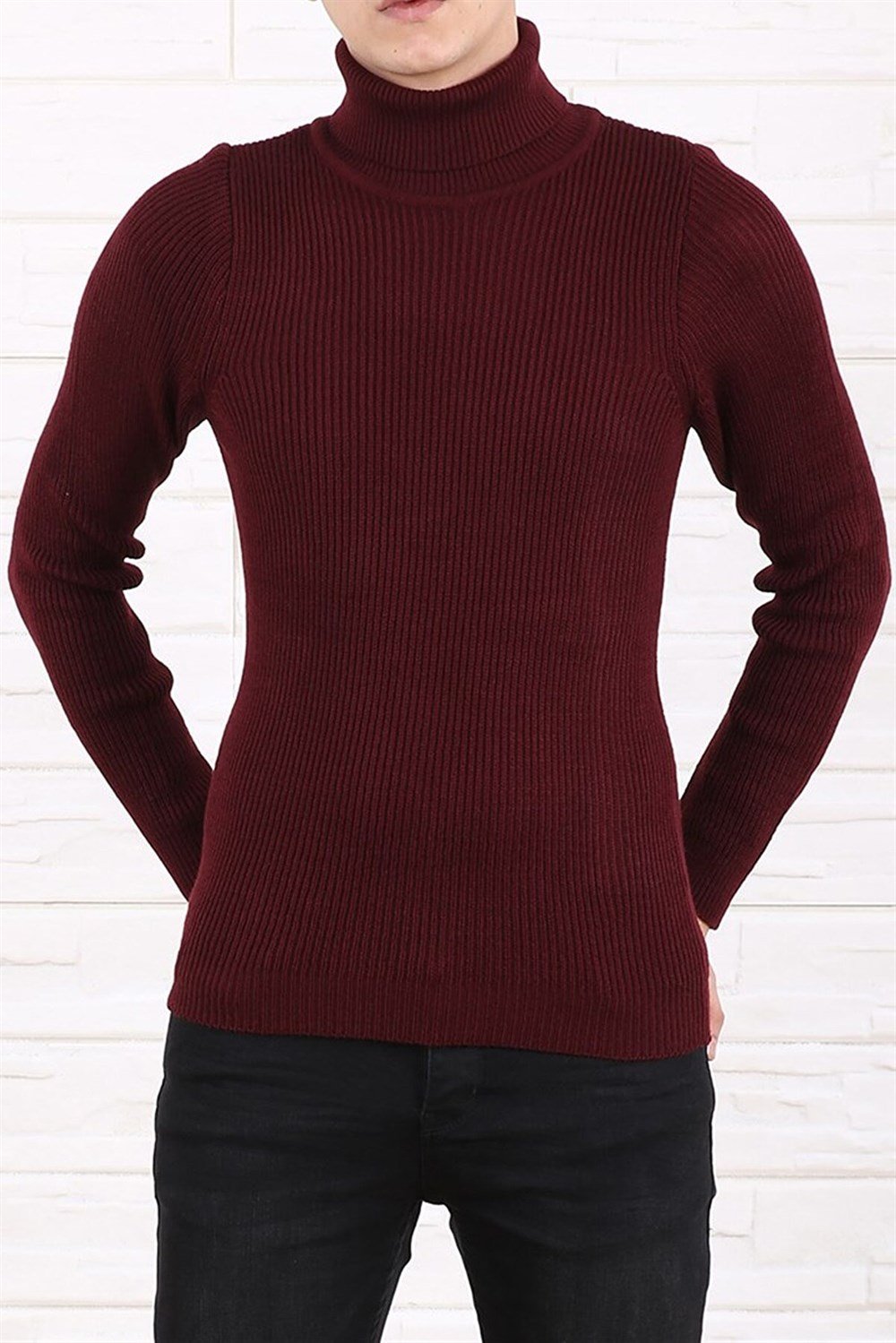 Erkek Balıkçı Yaka Boğazlı Slim Fit Kazak