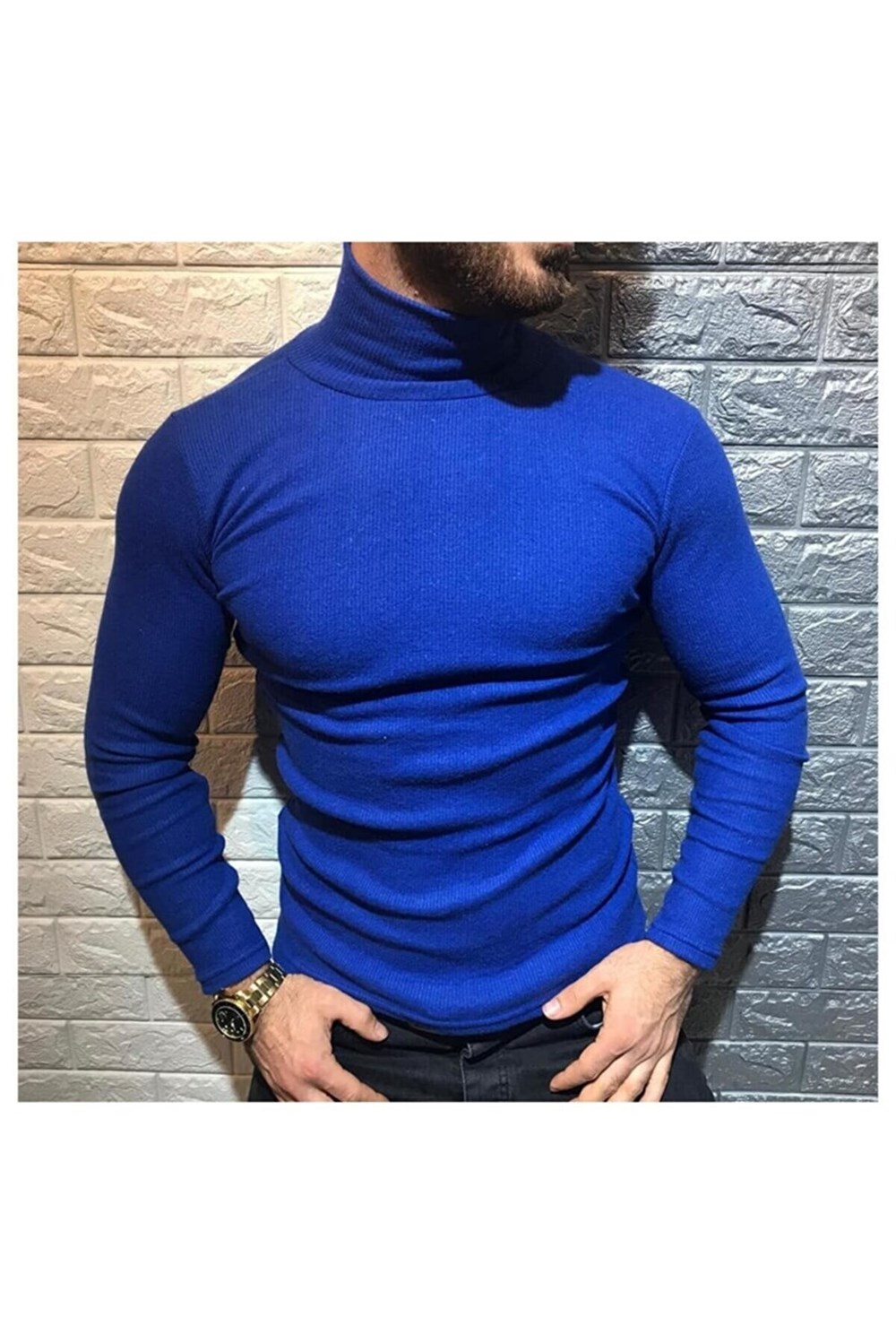 Erkek Balıkçı Yaka Boğazlı Slim Fit Kazak