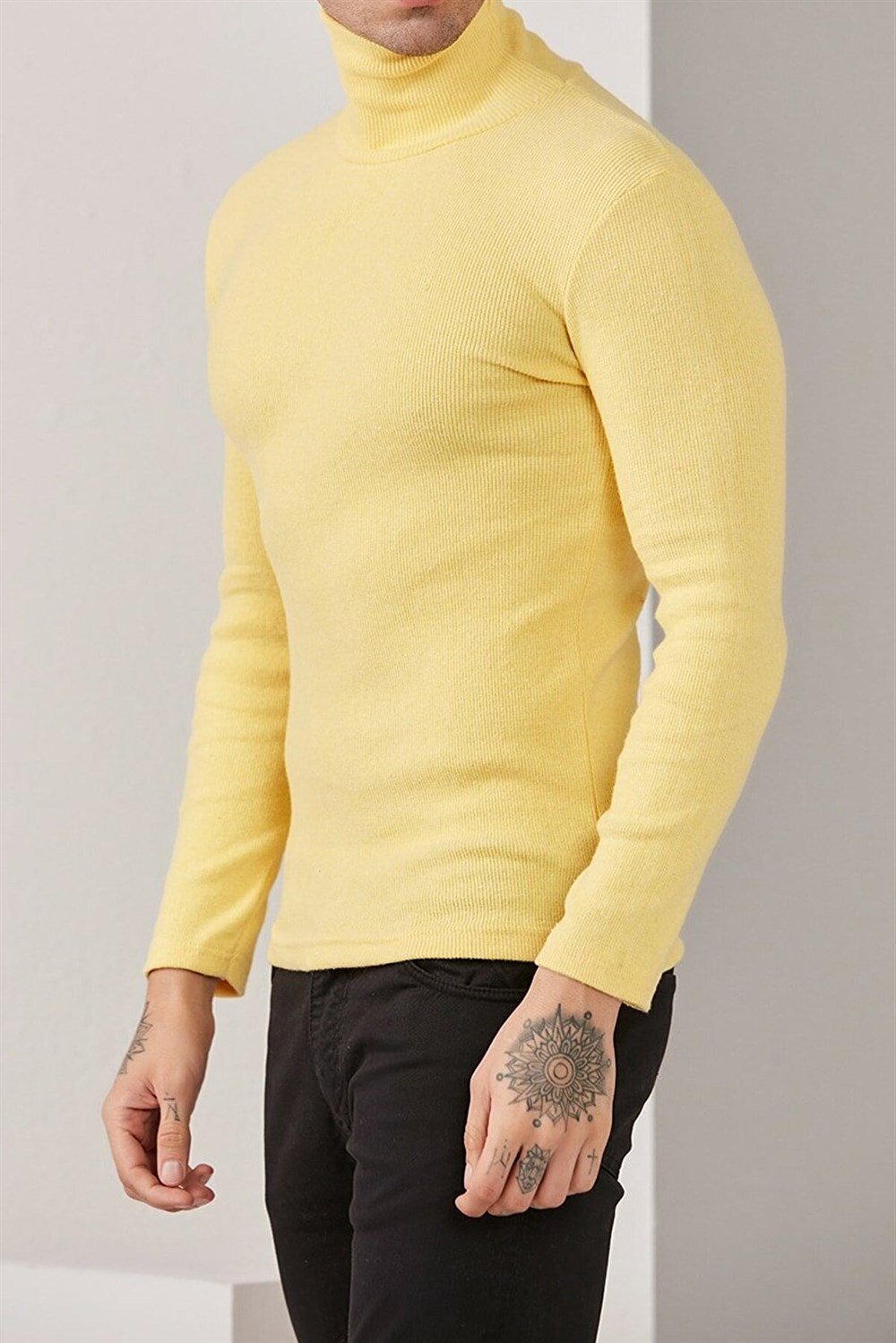 Erkek Balıkçı Yaka Boğazlı Slim Fit Kazak