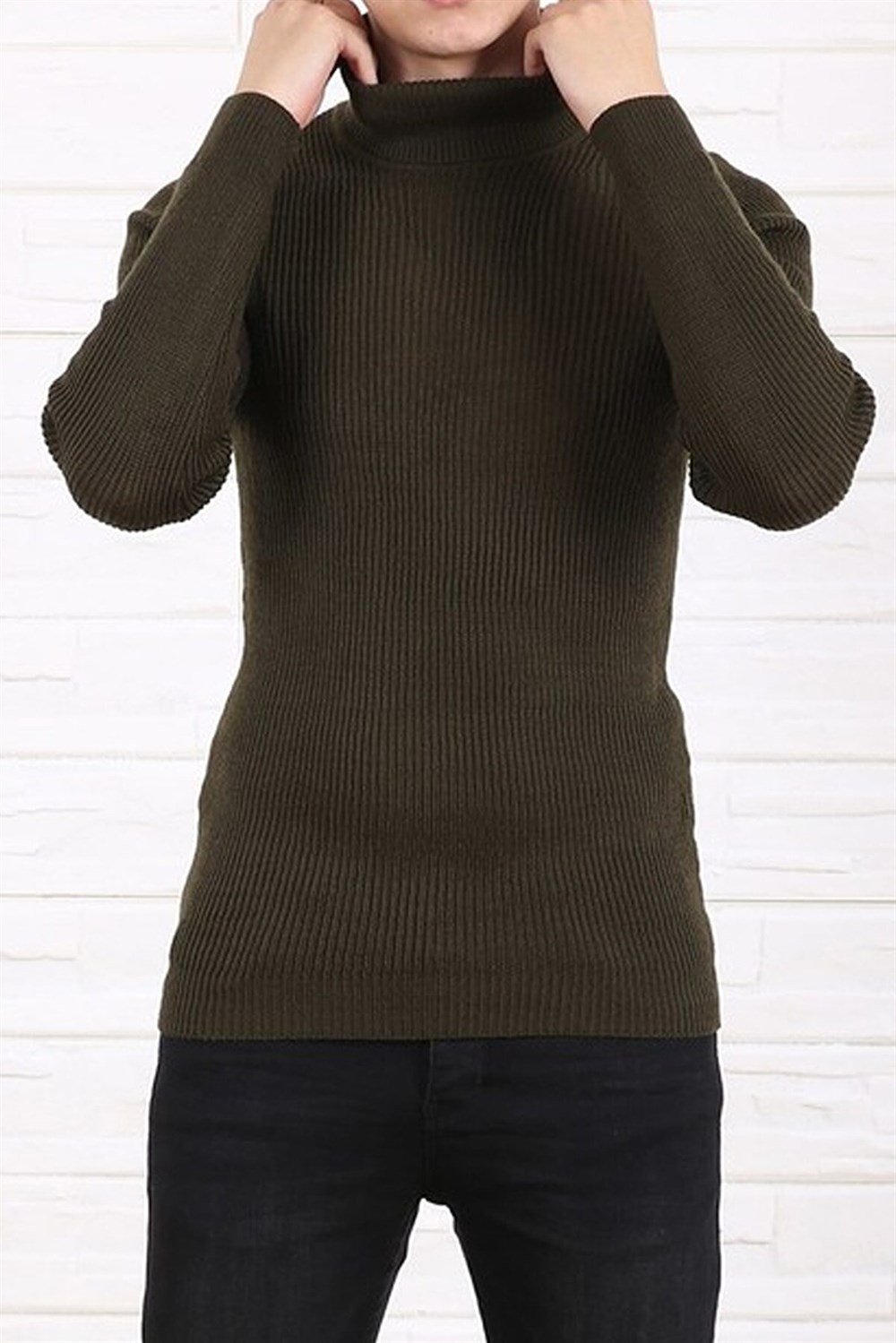 Erkek Balıkçı Yaka Boğazlı Slim Fit Kazak
