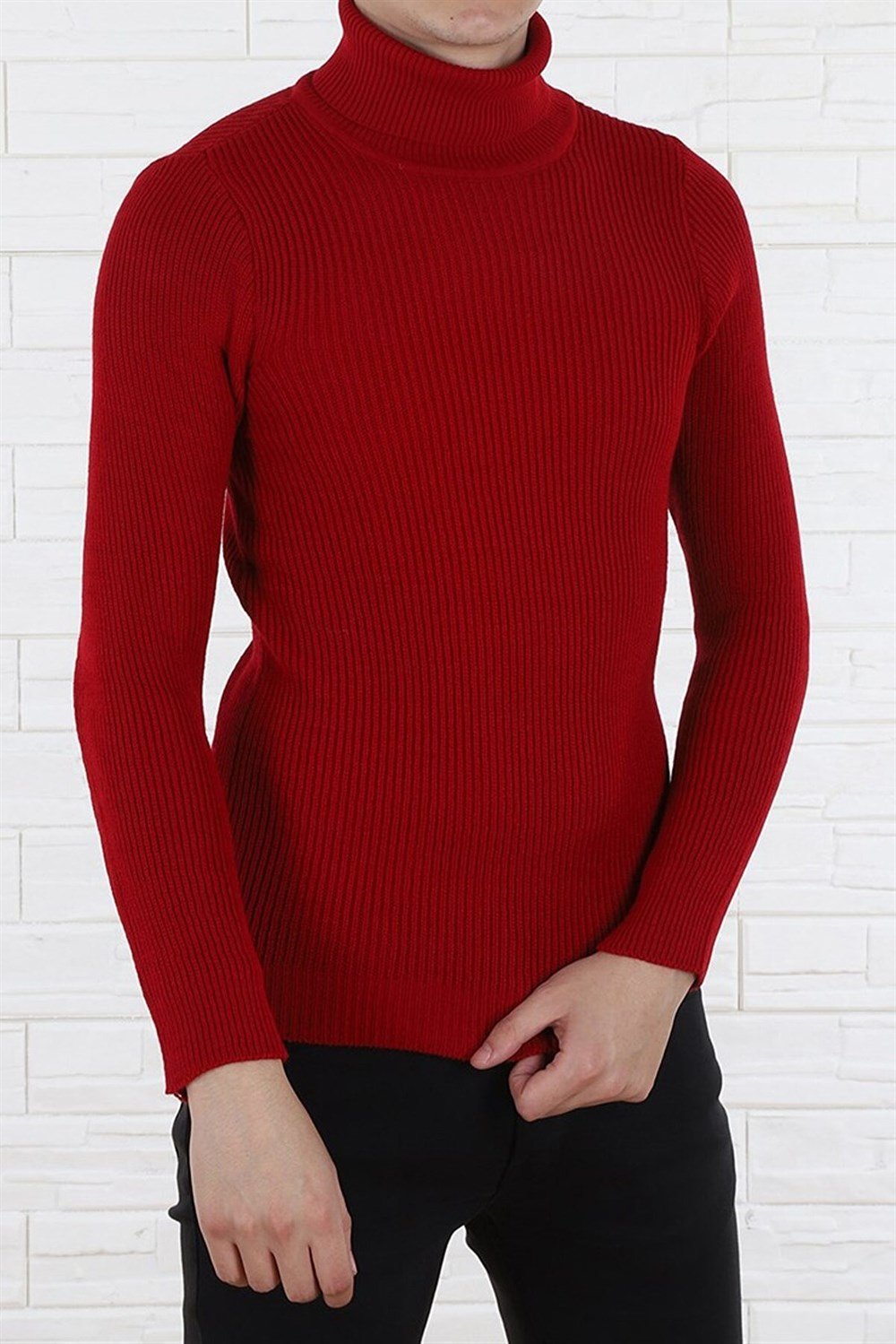 Erkek Balıkçı Yaka Boğazlı Slim Fit Kazak