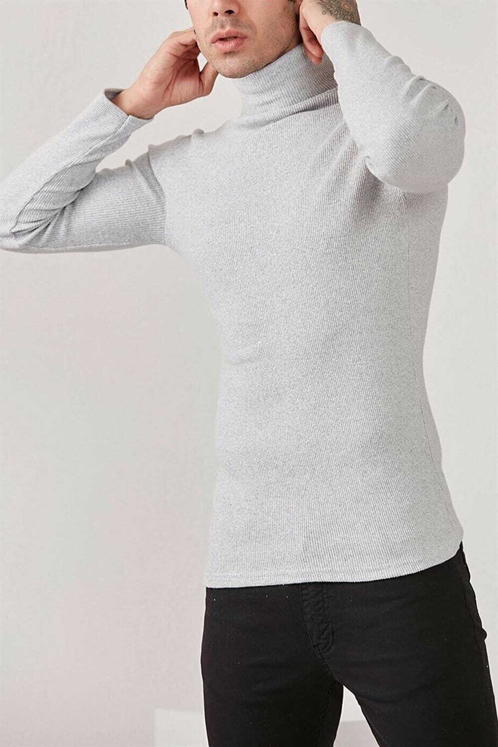 Erkek Balıkçı Yaka Boğazlı Slim Fit Kazak