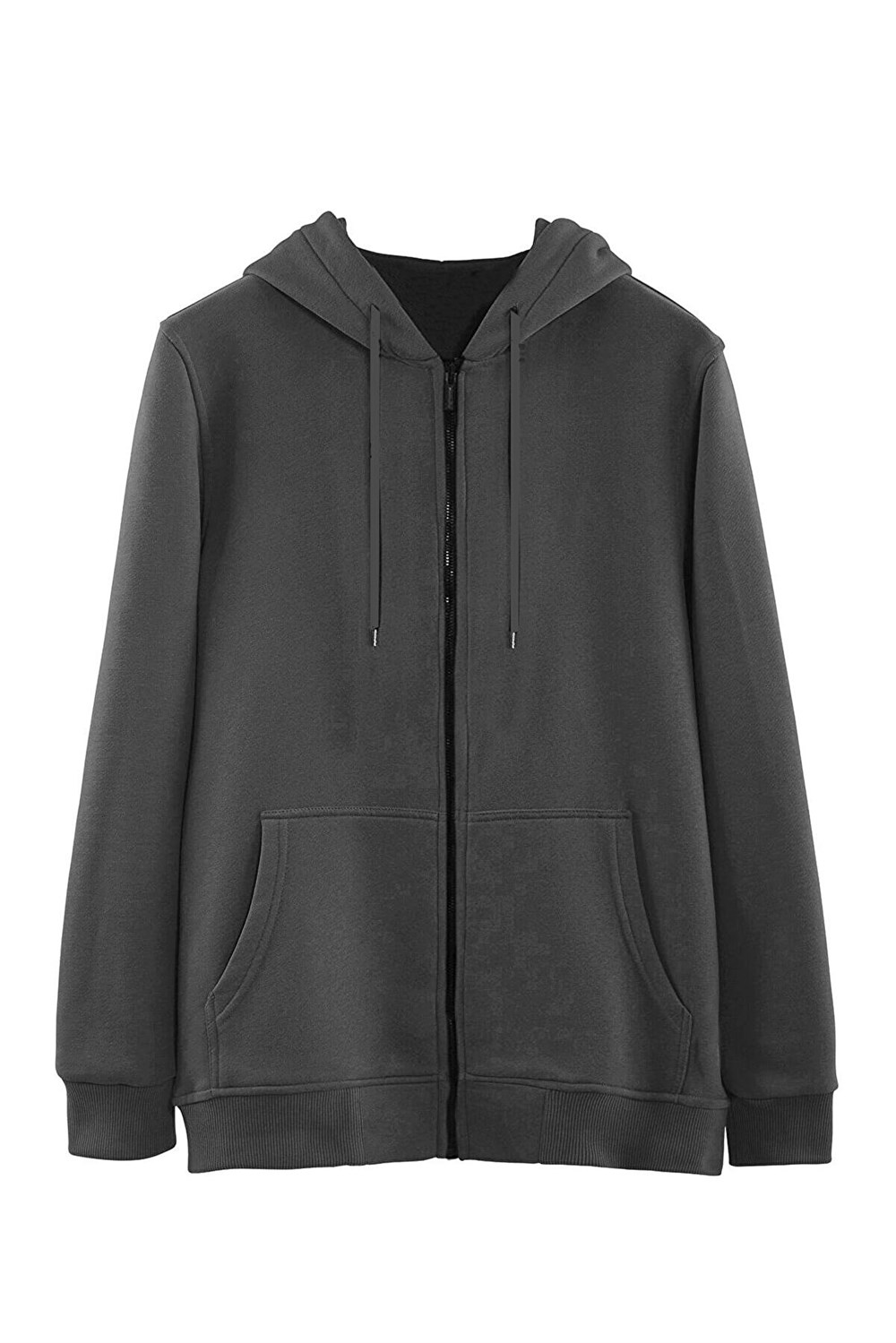 Erkek Fermuarlı Iki Iplik Kapüşonlu Cepli Sweatshirt 