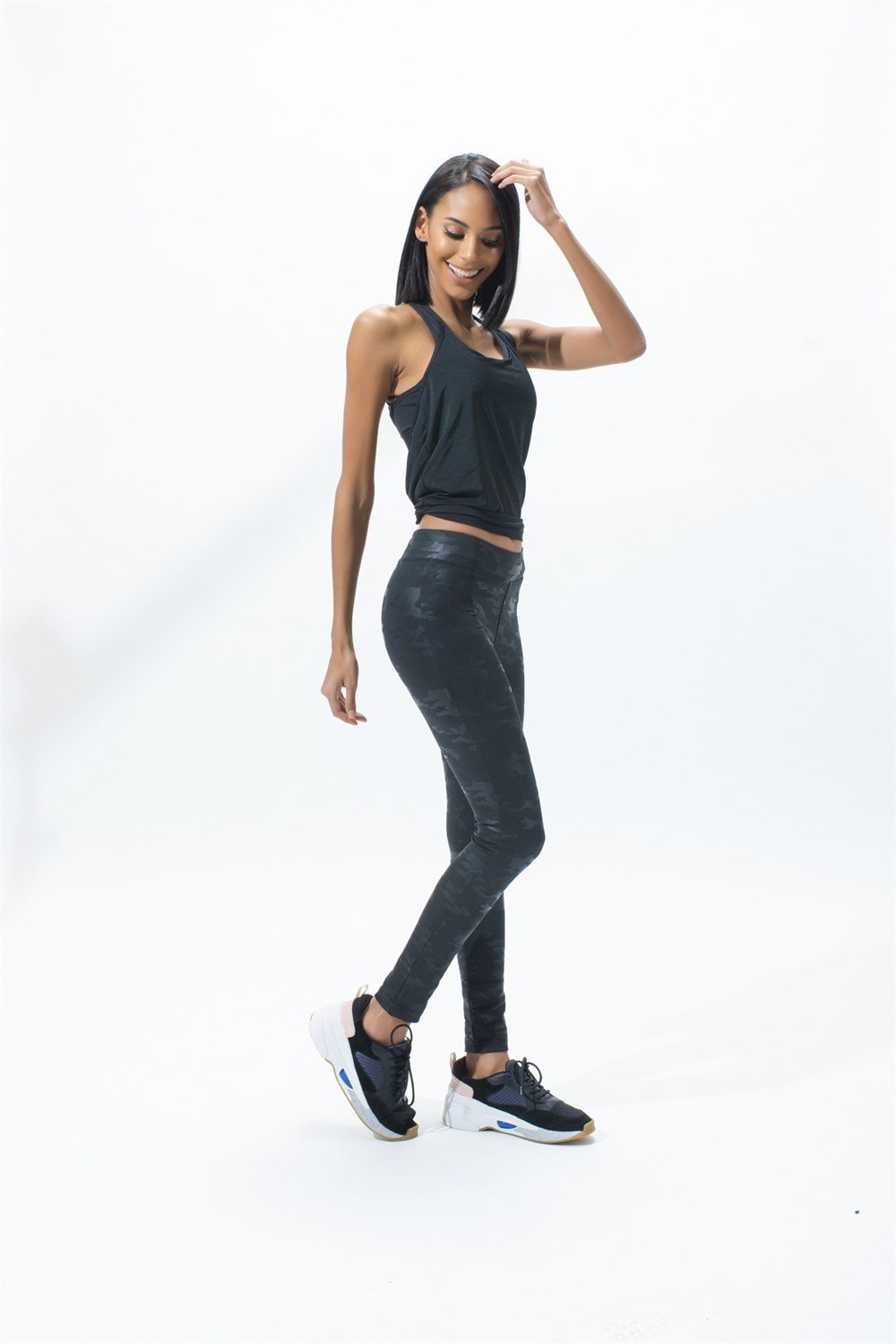 Kadın Spor Dijital Baskı Tayt Kamuflaj Model