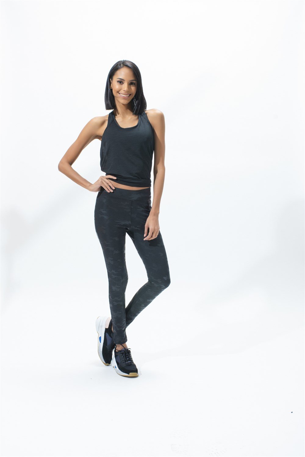 Kadın Spor Dijital Baskı Tayt Kamuflaj Model