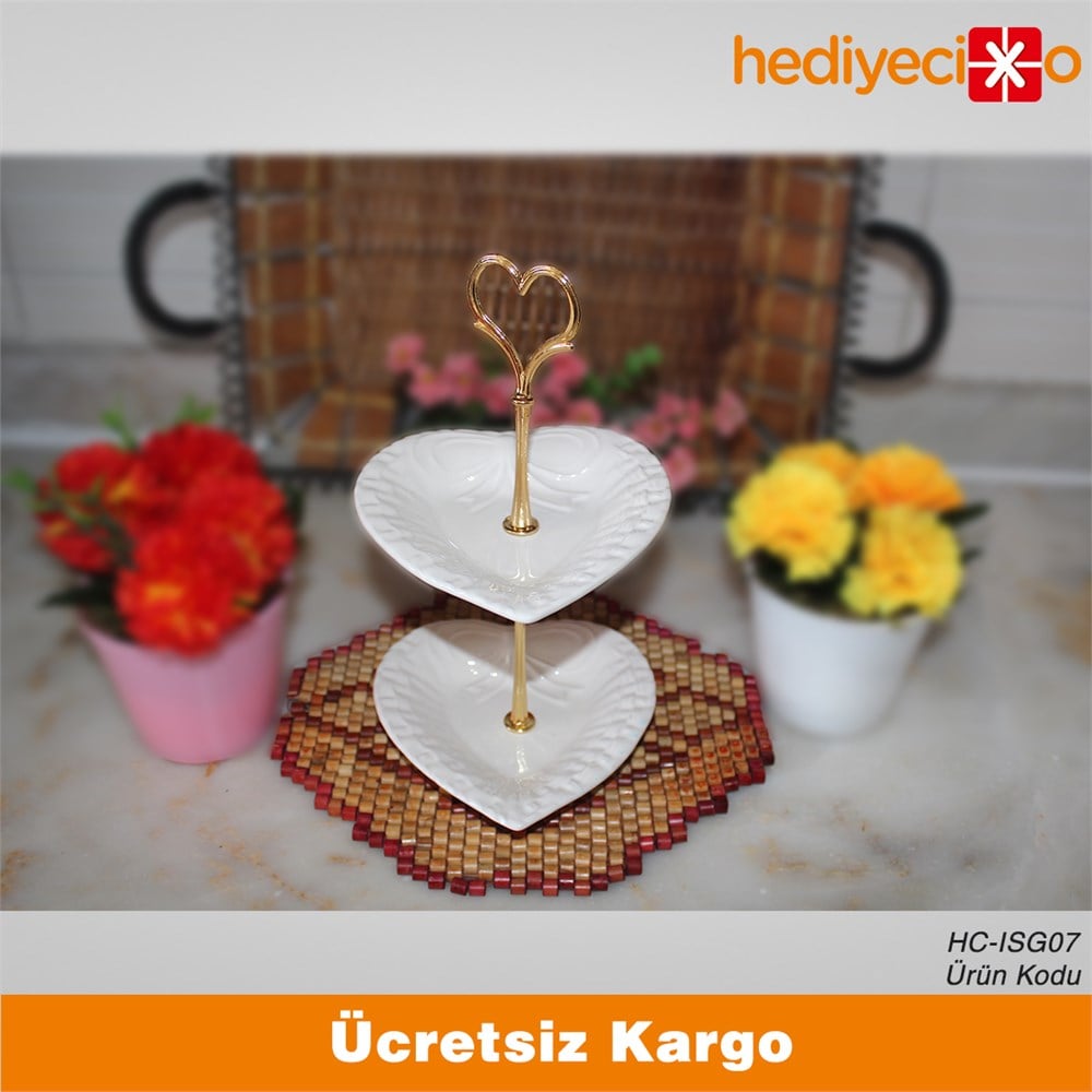 Kalp Tasarımlı Fiyonklu Standlı Lokumluk