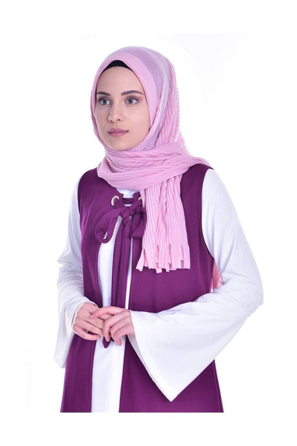 Pliseli Pratik Penye Hazır Şal Pratik Şal