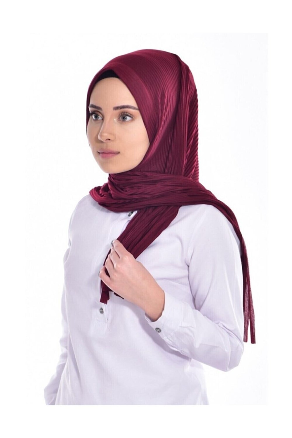 Pliseli Pratik Penye Hazır Şal Pratik Şal