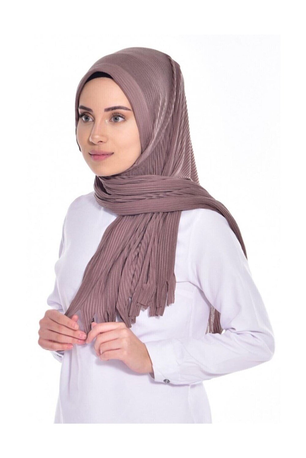 Pliseli Pratik Penye Hazır Şal Pratik Şal