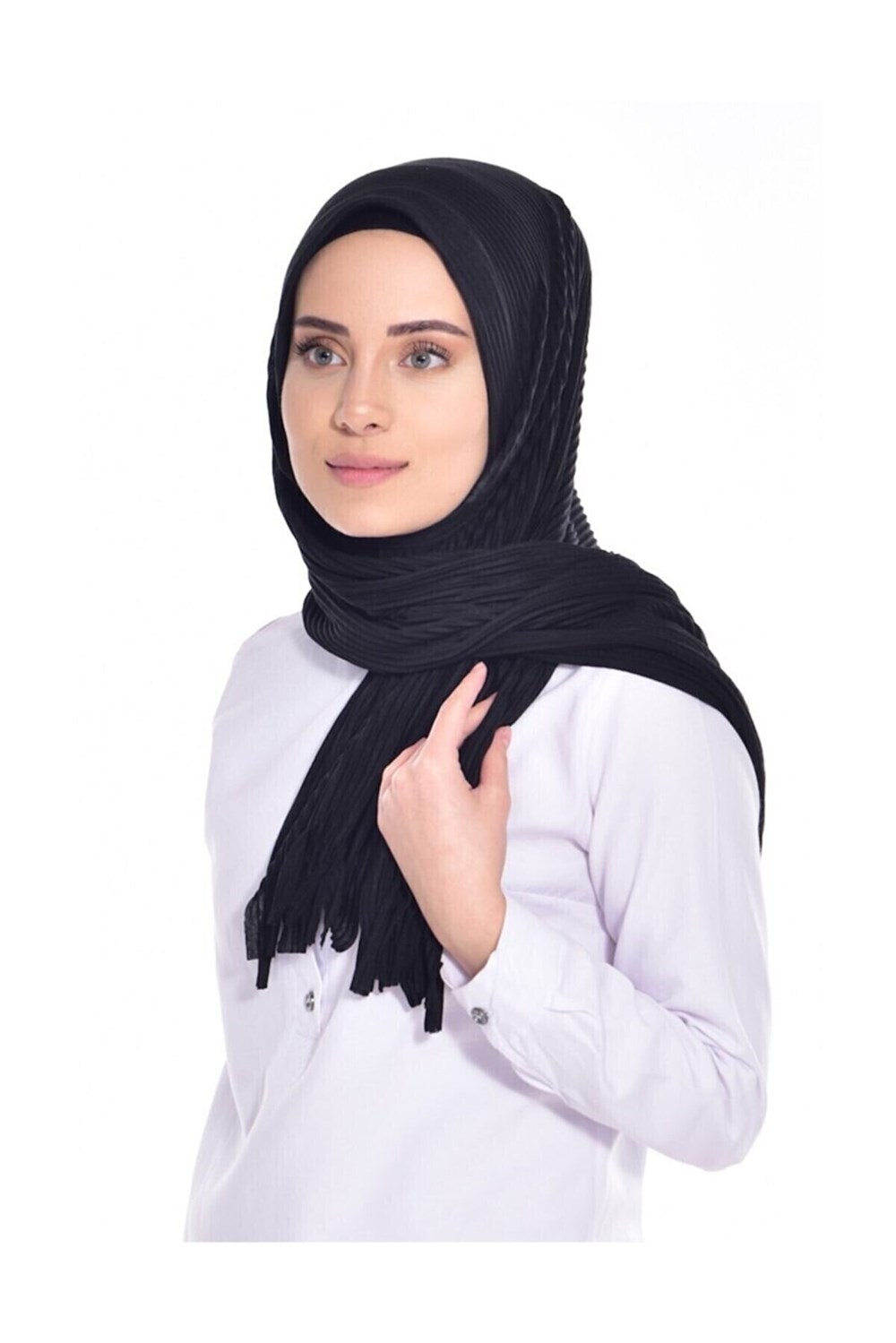 Pliseli Pratik Penye Hazır Şal Pratik Şal