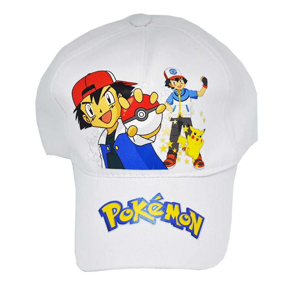 Pokemon Model Beyaz Erkek Yazlık Çocuk Şapkası 2-6 Yaş