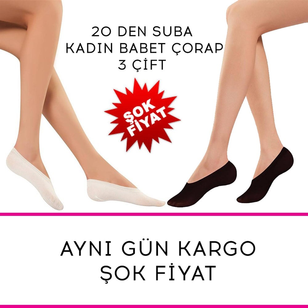 Saks 20 Den Suba Kadın Babet Çorap 3 Çift