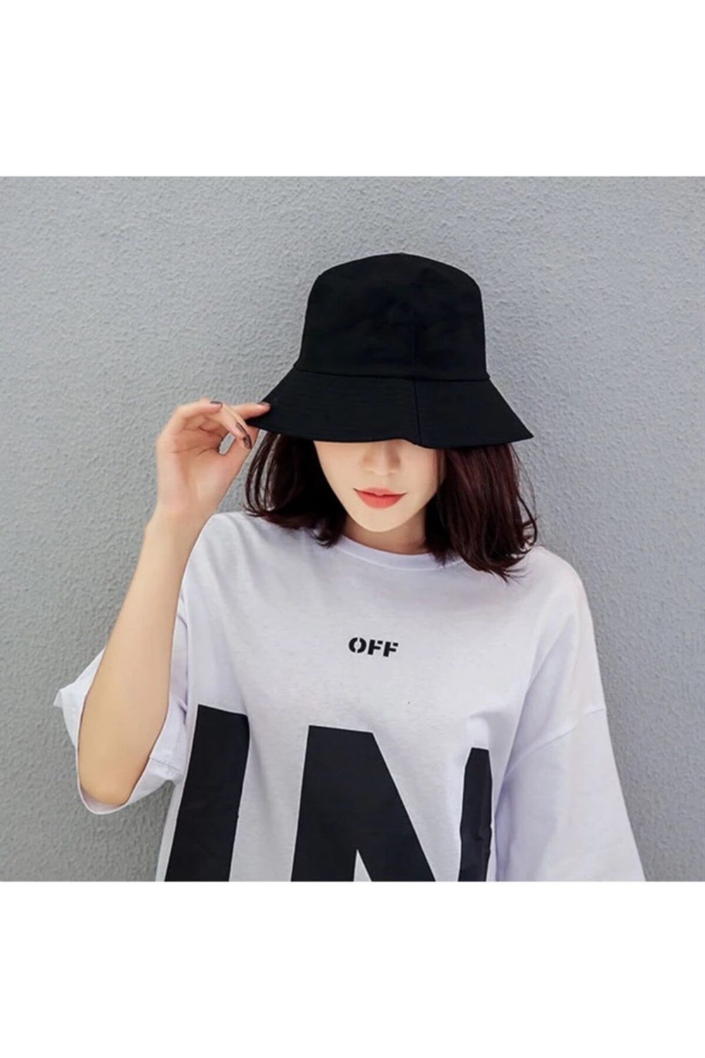 Siyah Kova Şapka Balıkçı Şapka Bucket Hat