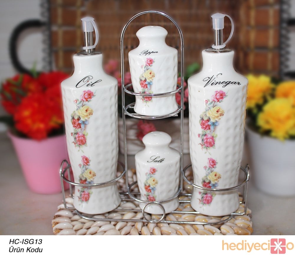 Standlı Porselen Yağlık Sirkelik Set