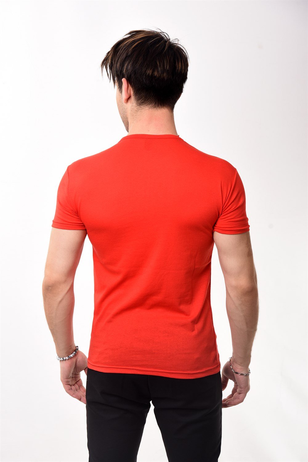 Toptan Min 4 Adet Erkek Slim Fit Basic Bisiklet Yaka Kısa Kollu T-shirt Tişört