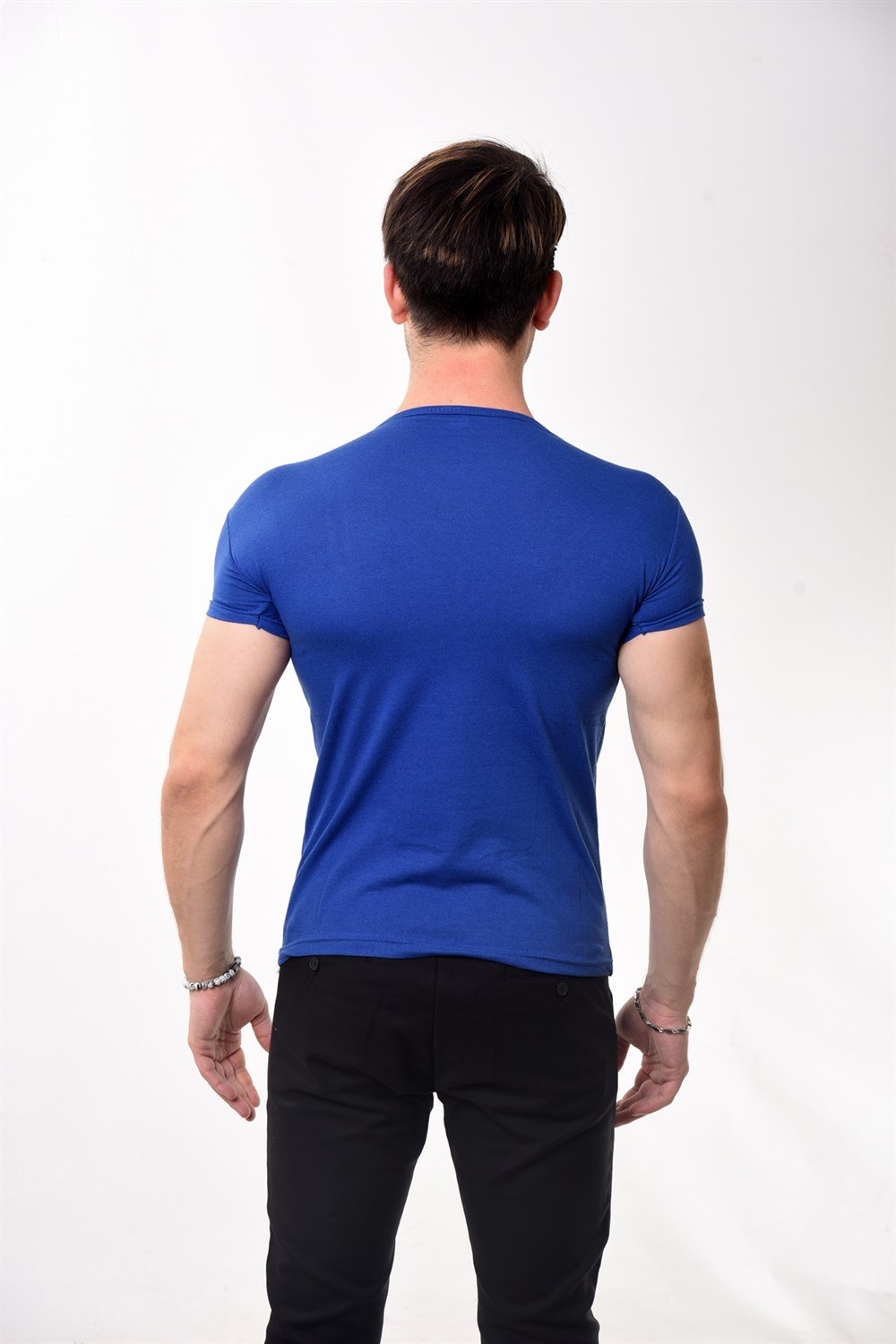Toptan Min 4 Adet Erkek Slim Fit Basic Bisiklet Yaka Kısa Kollu T-shirt Tişört