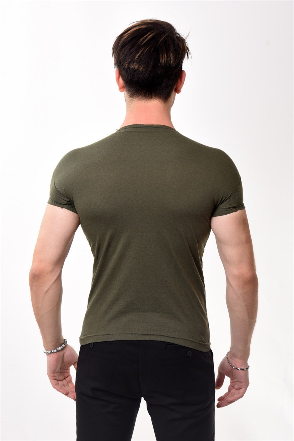 Toptan Min 4 Adet Erkek Slim Fit Basic Bisiklet Yaka Kısa Kollu T-shirt Tişört
