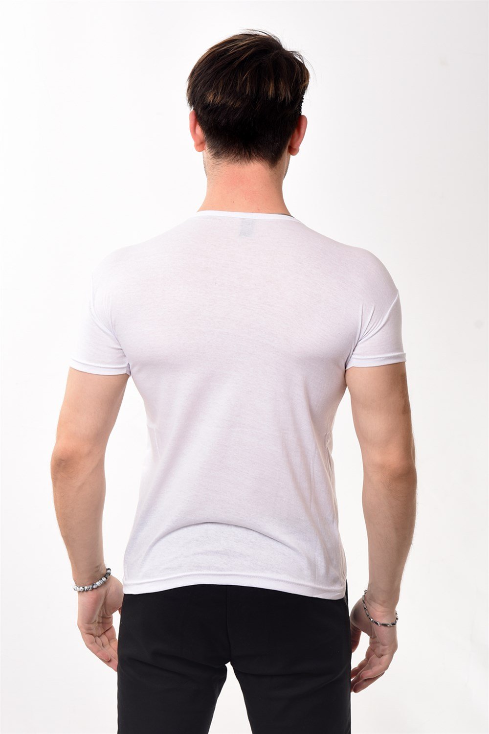 Toptan Min 4 Adet Erkek Slim Fit Basic Bisiklet Yaka Kısa Kollu T-shirt Tişört