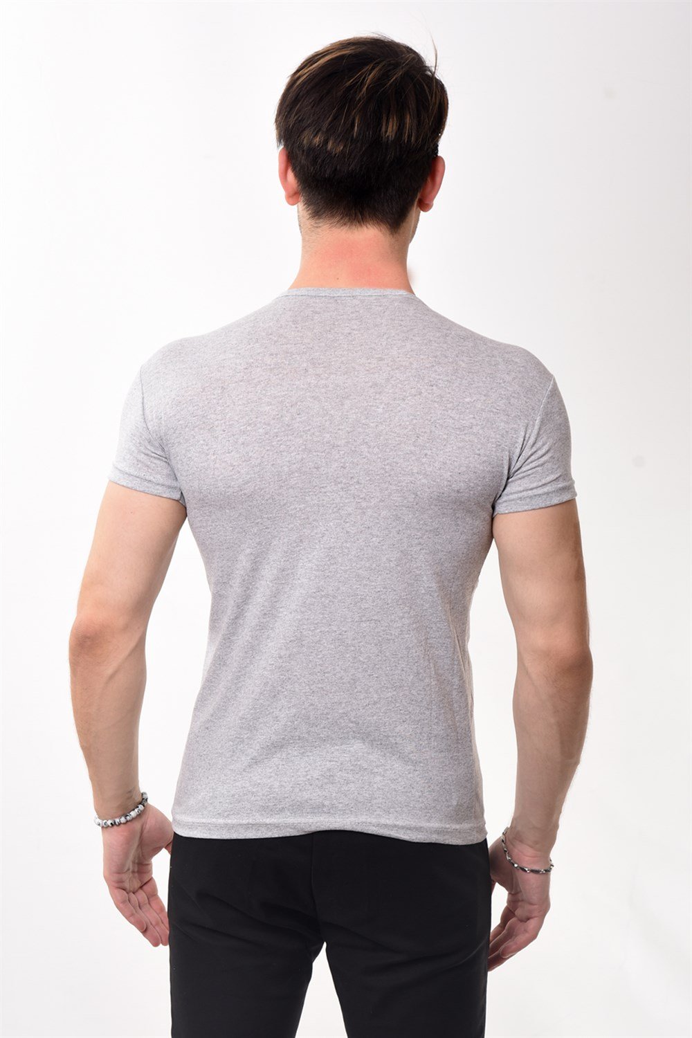 Toptan Min 4 Adet Erkek Slim Fit Basic Bisiklet Yaka Kısa Kollu T-shirt Tişört