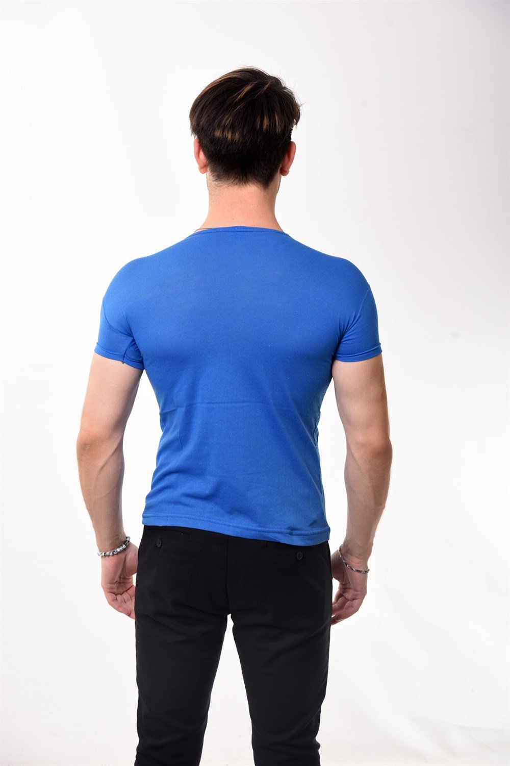 Toptan Min 4 Adet Erkek Slim Fit Basic Bisiklet Yaka Kısa Kollu T-shirt Tişört