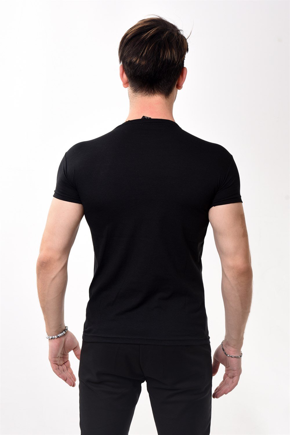 Toptan Min 4 Adet Erkek Slim Fit Basic Bisiklet Yaka Kısa Kollu T-shirt Tişört
