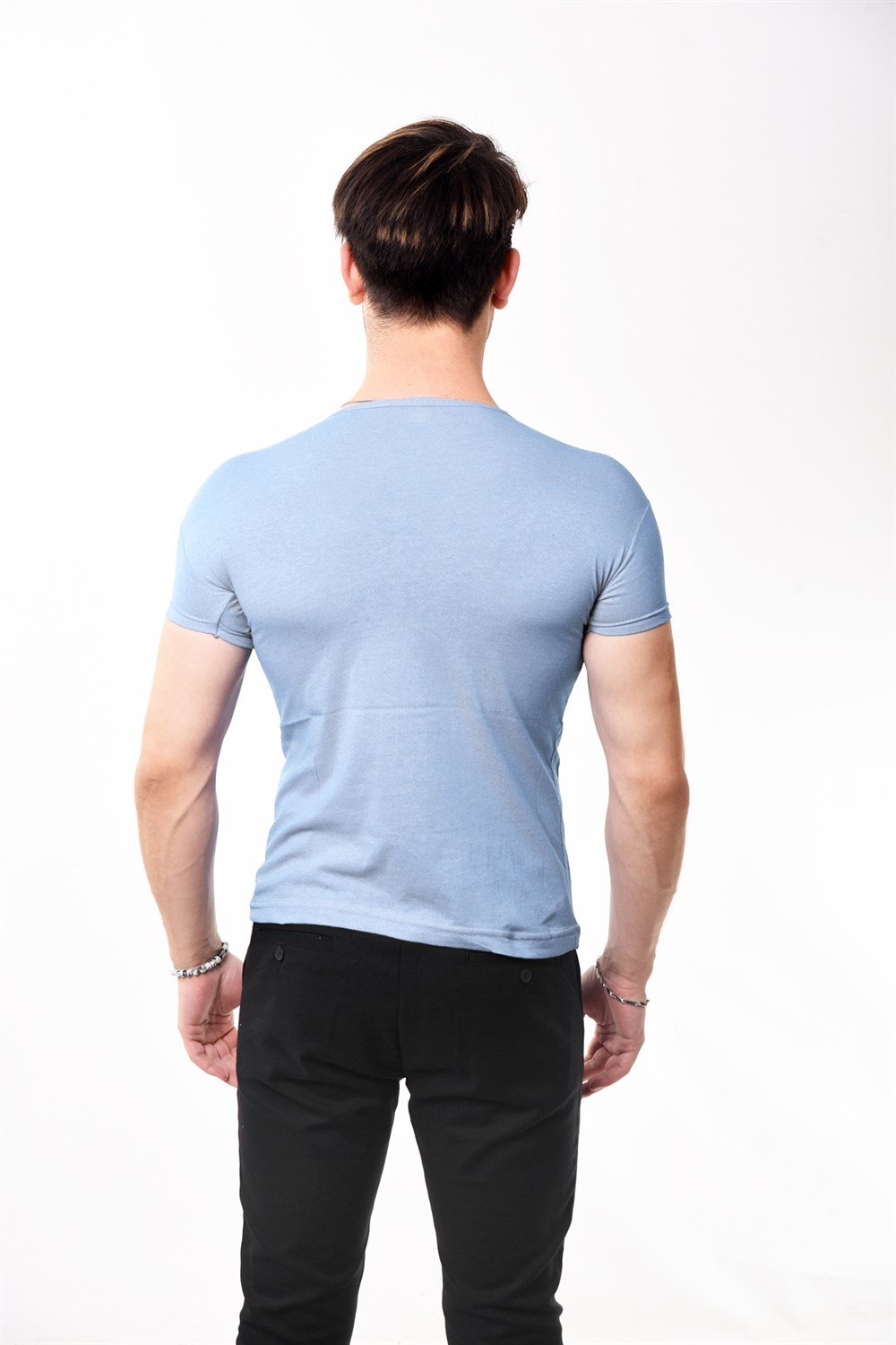 Toptan Min 4 Adet Erkek Slim Fit Basic Bisiklet Yaka Kısa Kollu T-shirt Tişört