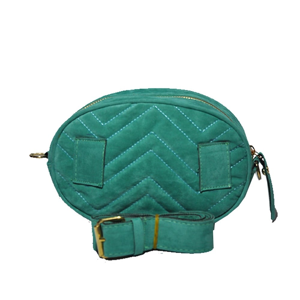 Turkuaz Omuz Askılı Kadife Kadın Bel ve Omuz Çantası