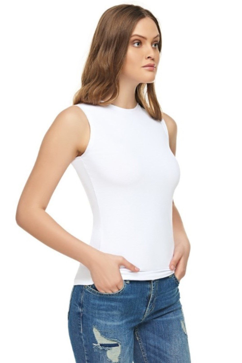 Tutku Elit Kadın Elastan Pamuklu Likralı Sıfır Kol Atlet 3'lü Paket