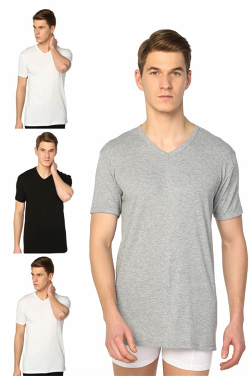 Tutku Erkek Ribana V Yaka Fanila 3'lü Paket