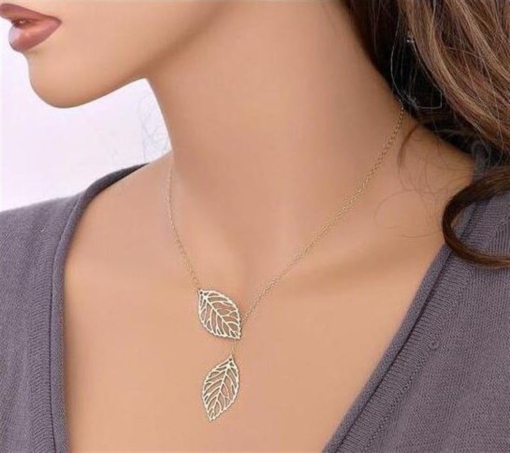 Yaprak Model İkili Kolye