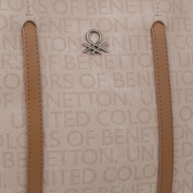 Benetton Bej Monogram Eskitme Kadın Kol Çantası BNT 1604