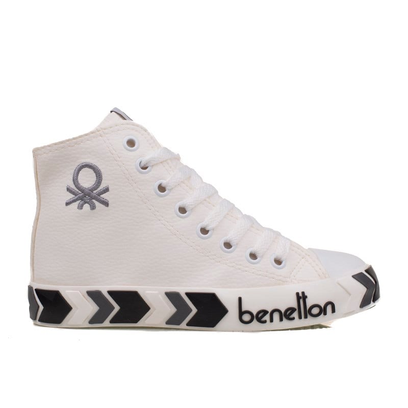 BenettonBenetton Beyaz Unisex Uzun Suni Deri Mevsimlik Spor