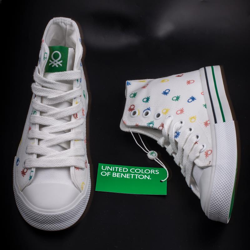 BenettonBenetton Beyaz Uzun Logolu Kadın Keten Spor Ayakkabı BN 30185