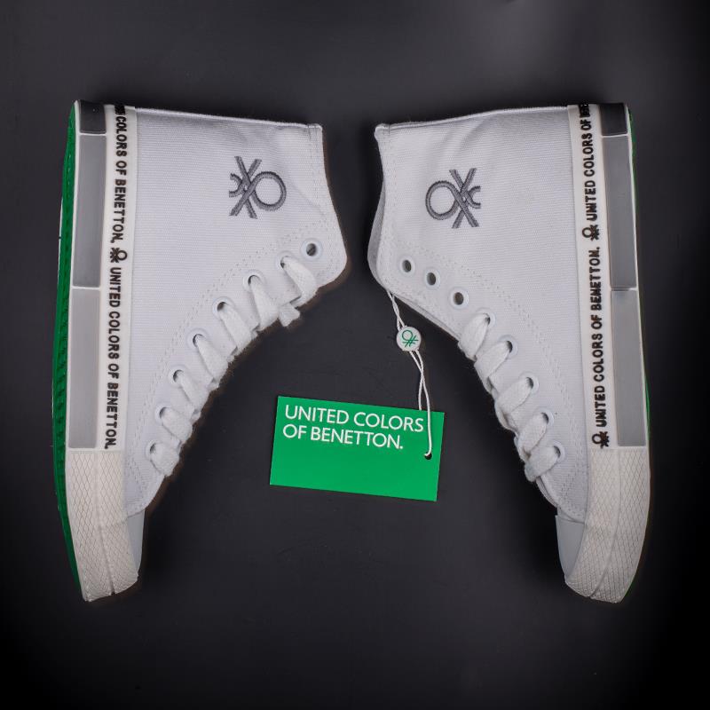 BenettonBenetton Gri Beyaz Uzun Kadın Keten Spor Ayakkabı BN 70021