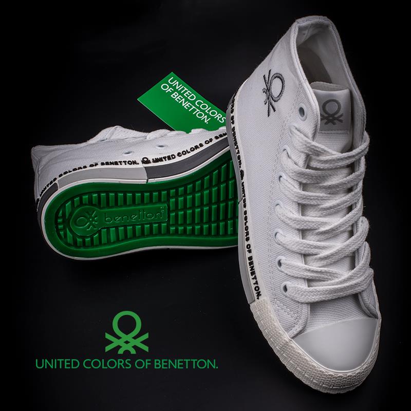 BenettonBenetton Gri Beyaz Uzun Kadın Keten Spor Ayakkabı BN 70021