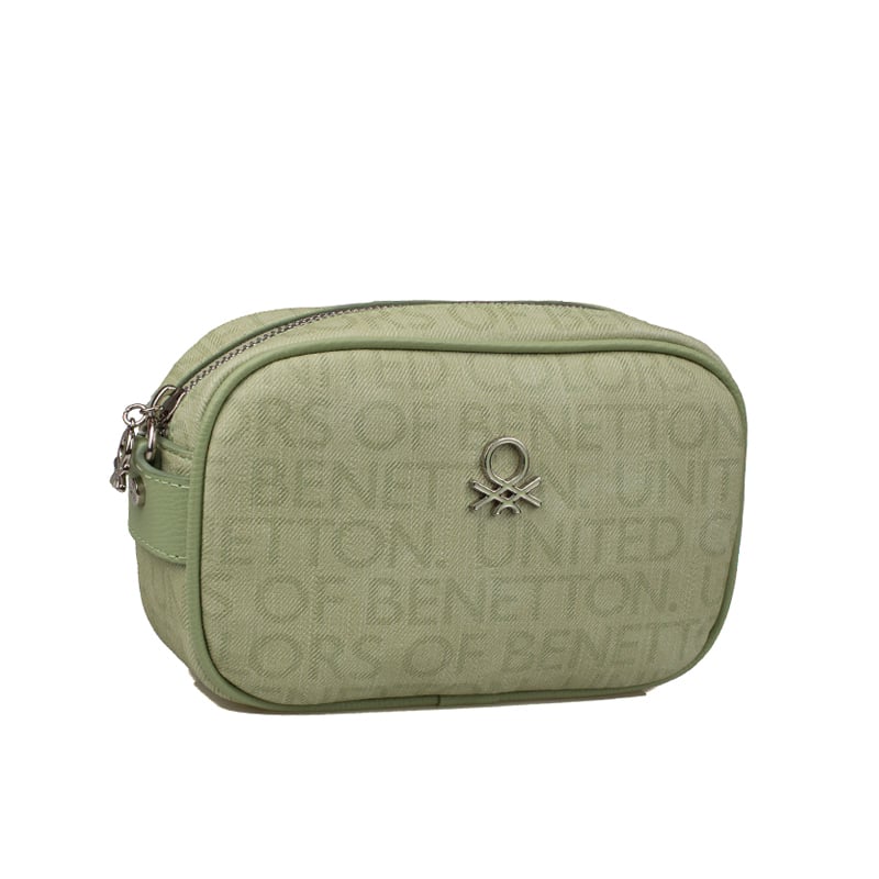Benetton Haki Kadın Monogram Eskitme Mini Çapraz Çanta BNT 1537