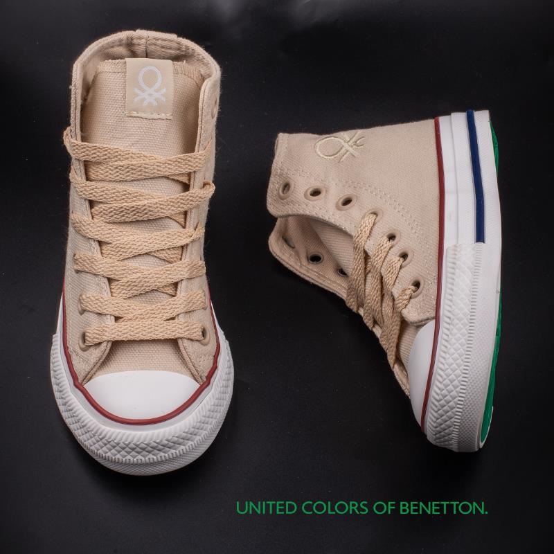 BenettonBenetton Krem Unisex Çocuk Boğazlı Keten Spor BN 30686