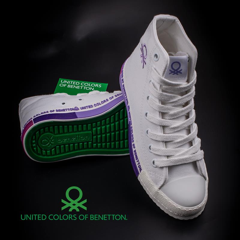 BenettonBenetton Lila Beyaz Uzun Kadın Keten Spor Ayakkabı BN 70021