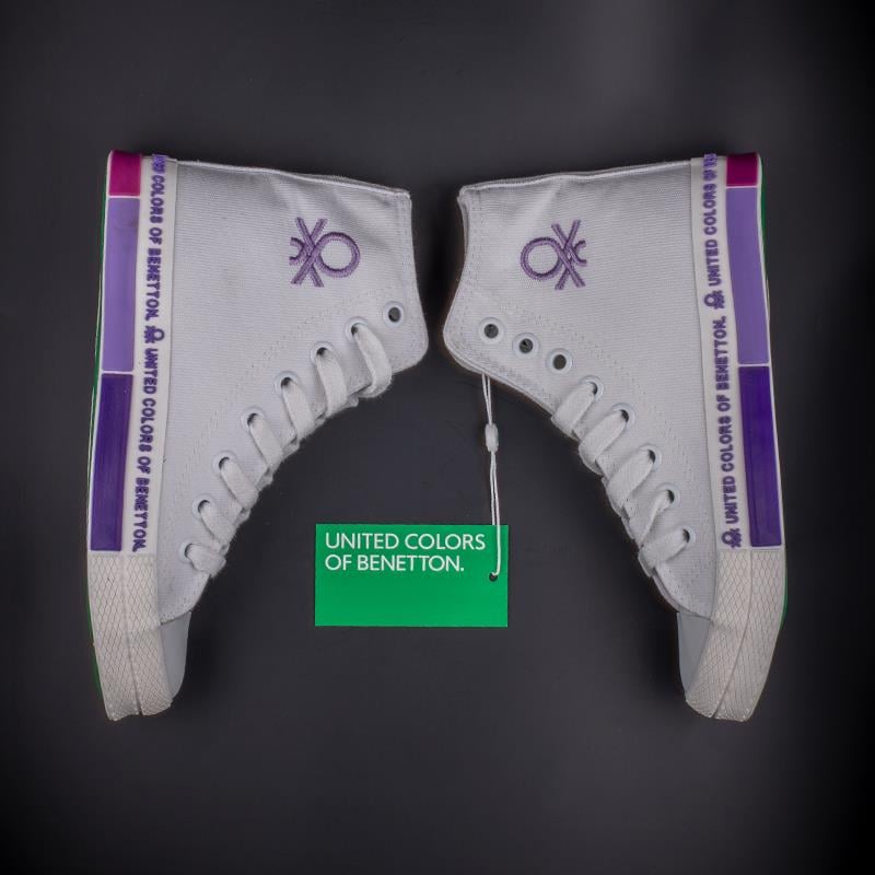 BenettonBenetton Lila Beyaz Uzun Kadın Keten Spor Ayakkabı BN 70021