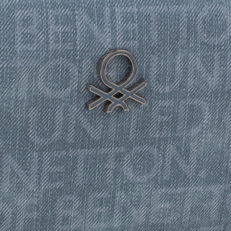 Benetton Mavi Kadın Monogram Eskitme Mini Çapraz Çanta BNT 1537